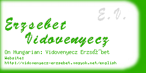 erzsebet vidovenyecz business card